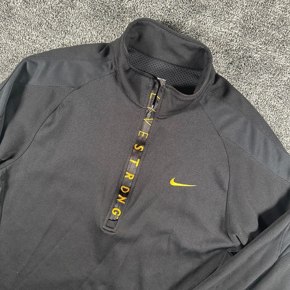 Nike Pullover Mens M Livestrong Black Quarter-Zip Fit Dry Cycling Athletic Top